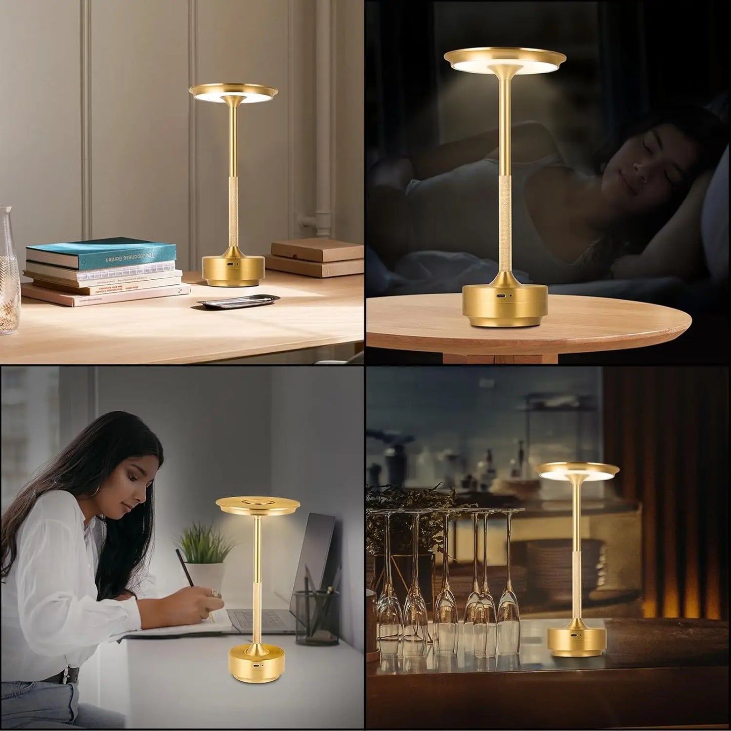 Wireless Table Lamp LED Touch Sensor Desktop Night Light Rechargeable Reading Lamp for Restaurant Hotel Bar Bedroom Decor Light