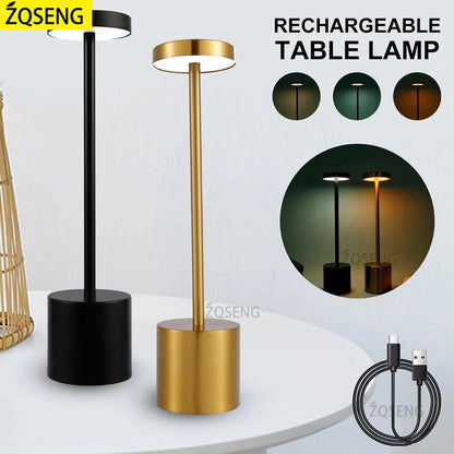 Rechargeable Table Lamp LED Touch Sensor Desktop Night Light Wireless Reading Lamp For Restaurant Hotel Bar Bedroom Decor Light