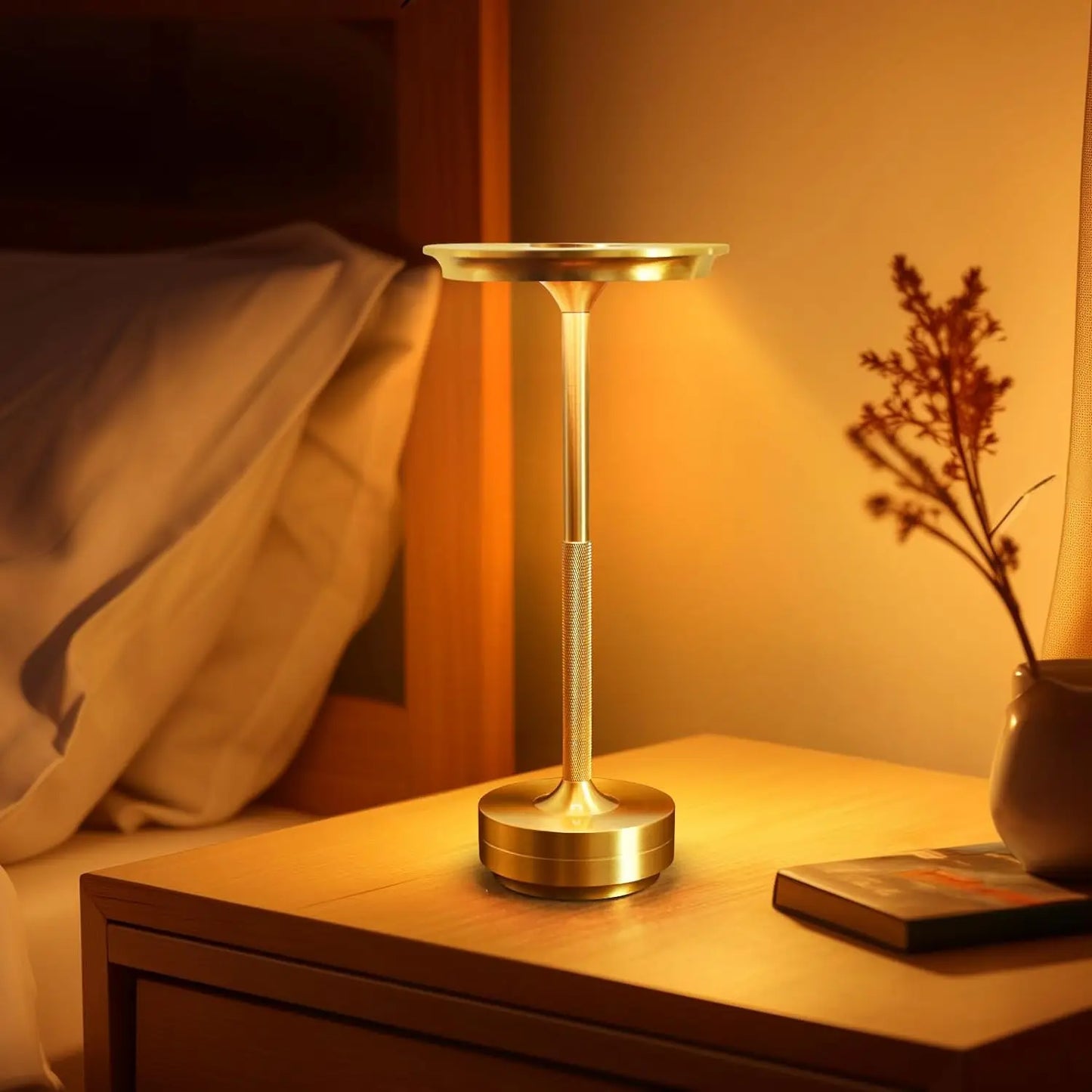 Wireless Table Lamp LED Touch Sensor Desktop Night Light Rechargeable Reading Lamp for Restaurant Hotel Bar Bedroom Decor Light