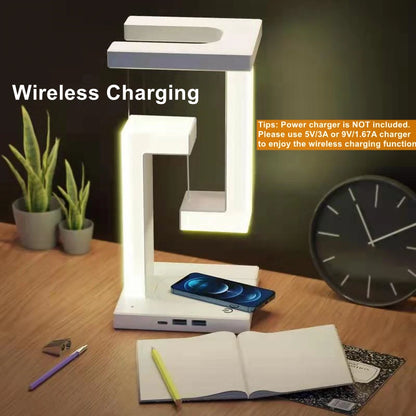 Novelty floating lamp with 10 W  detachable wireless charger decorative light for bedroom/office