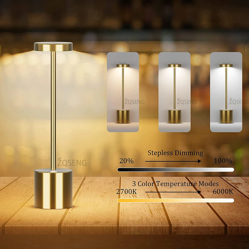 Rechargeable Table Lamp LED Touch Sensor Desktop Night Light Wireless Reading Lamp For Restaurant Hotel Bar Bedroom Decor Light