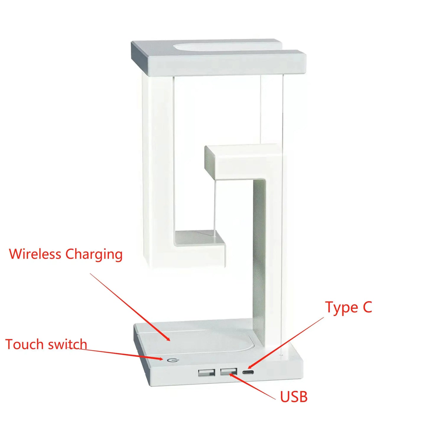 Novelty floating lamp with 10 W  detachable wireless charger decorative light for bedroom/office