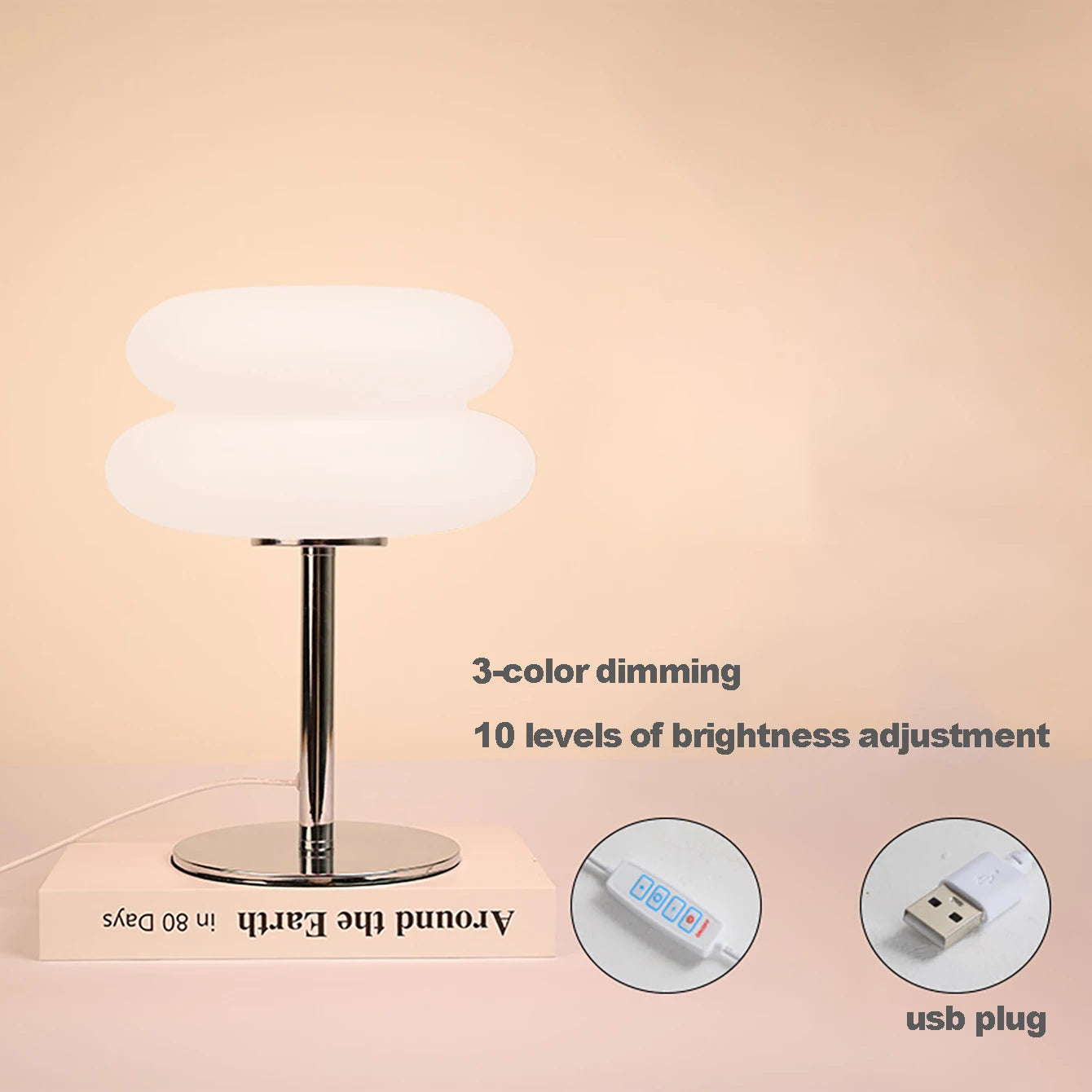 Bauhaus retro table lamp plastic lamps bedroom bedside living room Nordic mushroom lamp 9-level brightness dimming ambient light